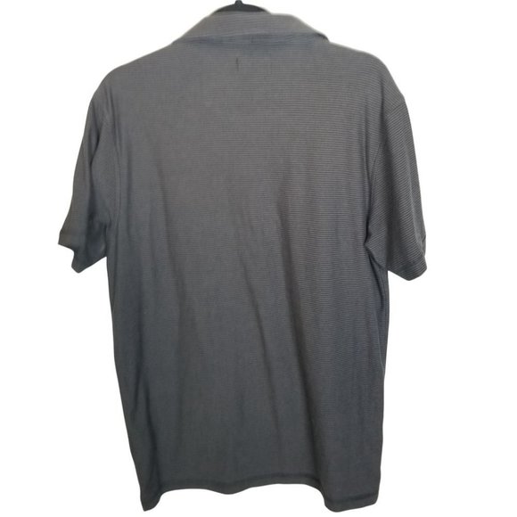 Link Soul Mens M Gray Striped Tempus Fugit Polo Shirt Short Sleeves Collared - Picture 8 of 8